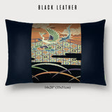 Grass & Phoenix Throw Pillow - Choice of Leather Colors