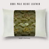 Hawk and “sho-chiku” (松竹) Lumbar Throw Pillow - Choice of Leather Colors