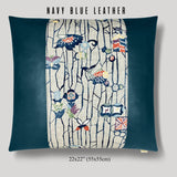 Fish, Sakura, & Butterfly Square Throw Pillow - Choice of Leather Colors