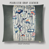 Fish, Sakura, & Butterfly Square Throw Pillow - Choice of Leather Colors