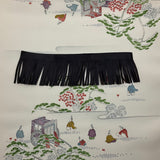 Custom Cream Silk Scarf with Noble People Scenery - Choice of Length and Leather Fringe