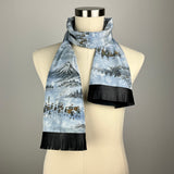 Fuji Silk Scarf - Choice of Leather Fringe Colors