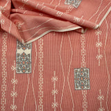 Salmon Tsumugi Silk Scarf - Choice of Leather Fringe Color