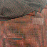 Black & Red Semi Sheer Silk Scarf - Black Leather Fringe