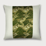 Crane, Pine, Boats & Waves Square Throw Pillow - Choice of Leather Colors