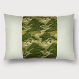 Crane, Pine, Boats & Waves Lumbar Throw Pillow - Choice of Leather Colors