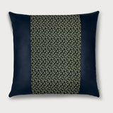 Meiji Era Maru Obi Silk Square Throw Pillow - Choice of Leather Colors
