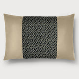 Antique Black Maru Obi Silk Lumbar Throw Pillow - Choice of Leather Colors