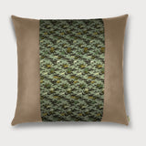 Antique Meiji Era Japanese Silk with Sparrows Square Throw Pillow - Choice of Leather Colors