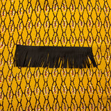 Custom Silk Scarf Ume Bud on Abstract Net -Choice of Length and Leather Fringe