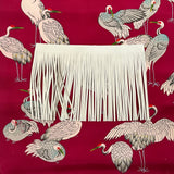 Custom Crane and Heron Silk Scarf - Choice of Length and Leather Fringe