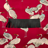 Custom Crane and Heron Silk Scarf - Choice of Length and Leather Fringe