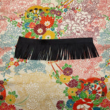 Custom Silk Scarf Colorful Flower Cart 花車 Pattern - Choice of Length and Leather Fringe
