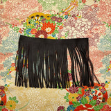 Custom Silk Scarf Colorful Flower Cart 花車 Pattern - Choice of Length and Leather Fringe