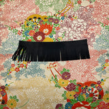 Custom Silk Scarf Colorful Flower Cart 花車 Pattern - Choice of Length and Leather Fringe