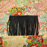 Custom Silk Scarf Colorful Flower Cart 花車 Pattern - Choice of Length and Leather Fringe
