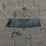 Custom Flower on Line Tsumugi Silk Scarf - Choice of Length and Leather Fringe