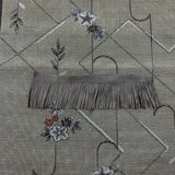 Custom Flower on Line Tsumugi Silk Scarf - Choice of Length and Leather Fringe