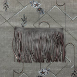 Custom Flower on Line Tsumugi Silk Scarf - Choice of Length and Leather Fringe