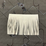 Custom Flower on Line Tsumugi Silk Scarf - Choice of Length and Leather Fringe