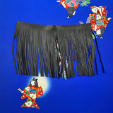 Custom Dancing Girls Silk Scarf - Choice of Length and Leather Fringe