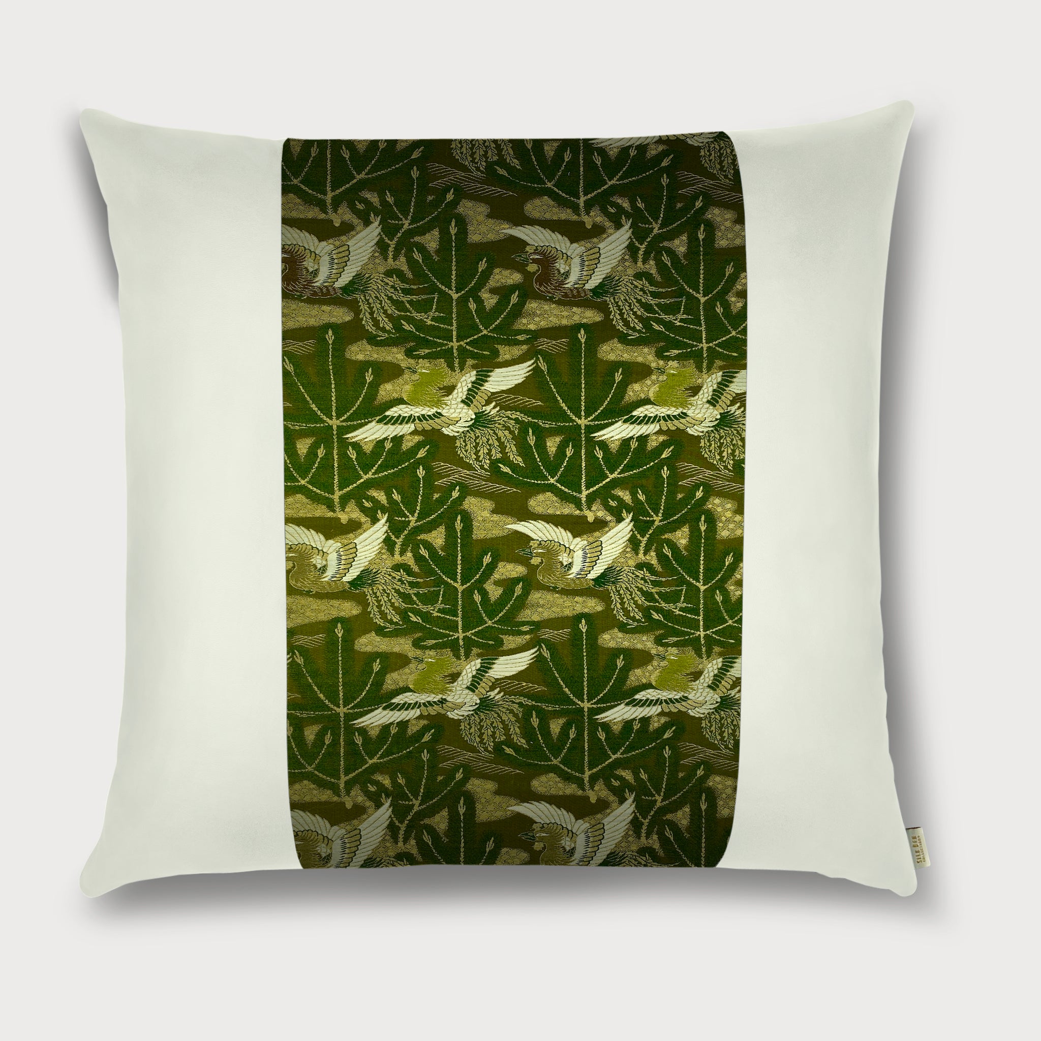 Phoenix with Young Pine (Wakamatsu 若松) Square Throw Pillow - Choice of Leather Colors