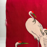 Custom Crane and Heron Silk Scarf - Choice of Length and Leather Fringe