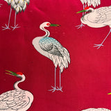 Custom Crane and Heron Silk Scarf - Choice of Length and Leather Fringe