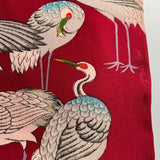 Custom Crane and Heron Silk Scarf - Choice of Length and Leather Fringe