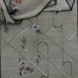 Custom Flower on Line Tsumugi Silk Scarf - Choice of Length and Leather Fringe