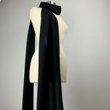 Custom Solid Black Semi Sheer Silk Scarf - Choice of Length and Leather Fringe