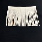 Custom Solid Black Semi Sheer Silk Scarf - Choice of Length and Leather Fringe