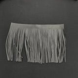 Custom Solid Black Semi Sheer Silk Scarf - Choice of Length and Leather Fringe