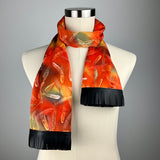 Fireworks Silk Scarf - Choice of Leather Fringe Color