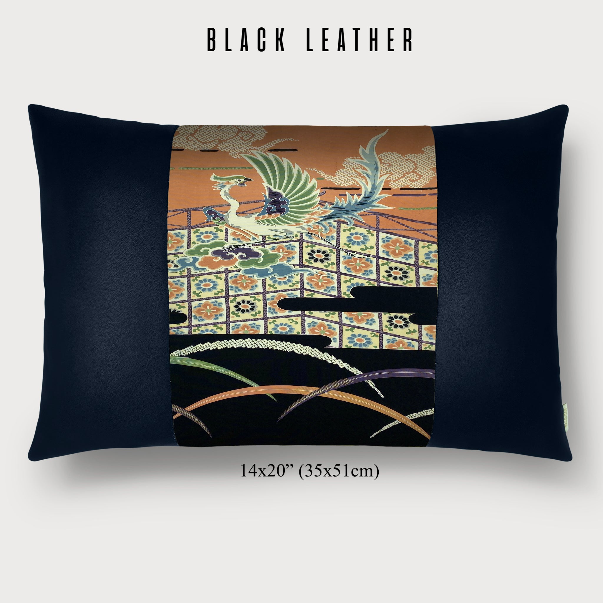 Grass & Phoenix Throw Pillow - Choice of Leather Colors