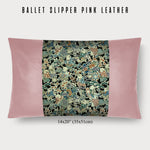 14x20" Pillow with Vintage Japanese Silk and Ballet Slipper Pink Leather 