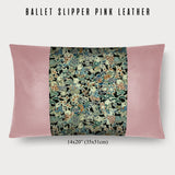 14x20" Pillow with Vintage Japanese Silk and Ballet Slipper Pink Leather 