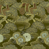 Hawk and “sho-chiku” (松竹) Lumbar Throw Pillow - Choice of Leather Colors