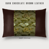 Hawk and “sho-chiku” (松竹) Lumbar Throw Pillow - Choice of Leather Colors