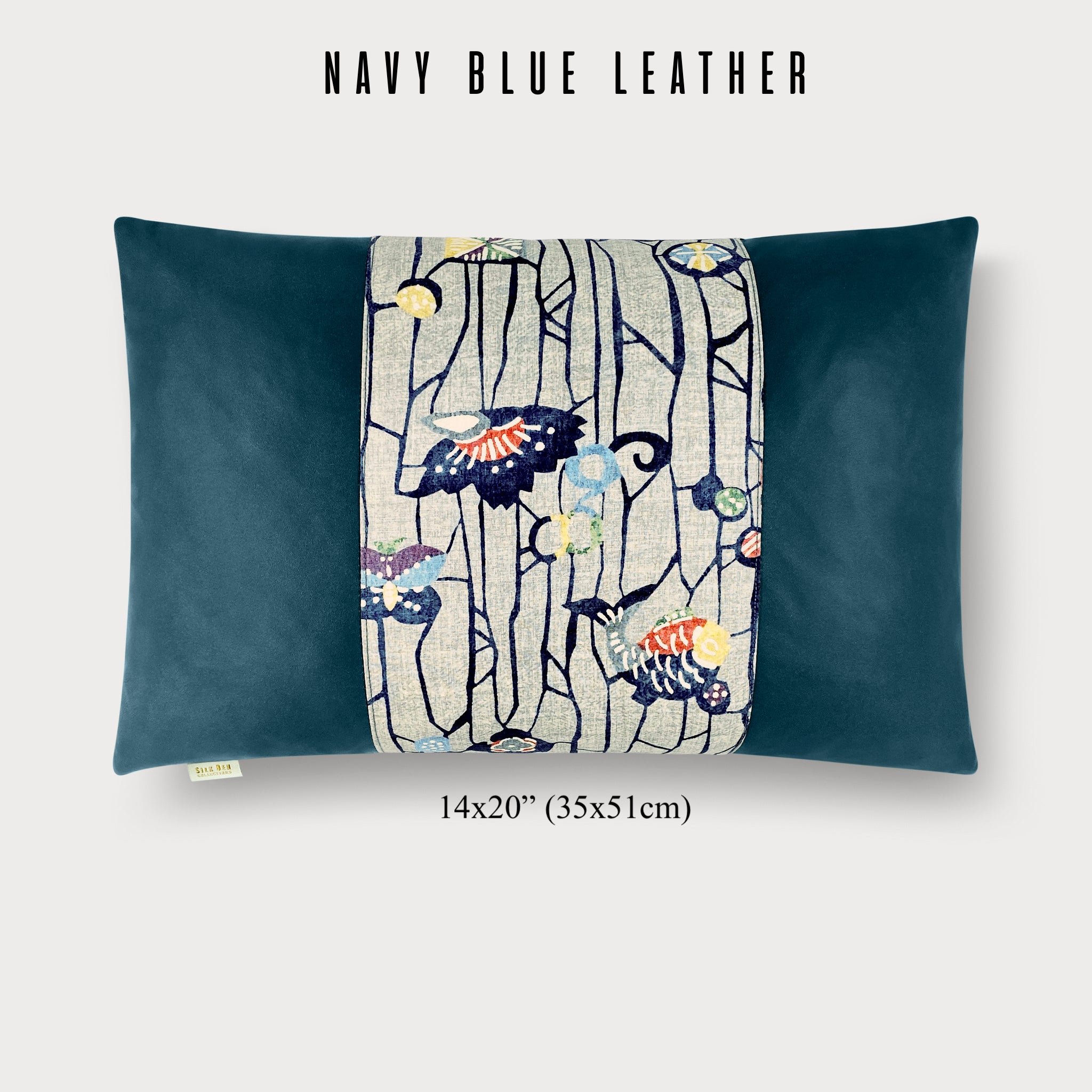 Fish, Sakura, & Butterfly Lumbar Throw Pillow - Choice of Leather Colors