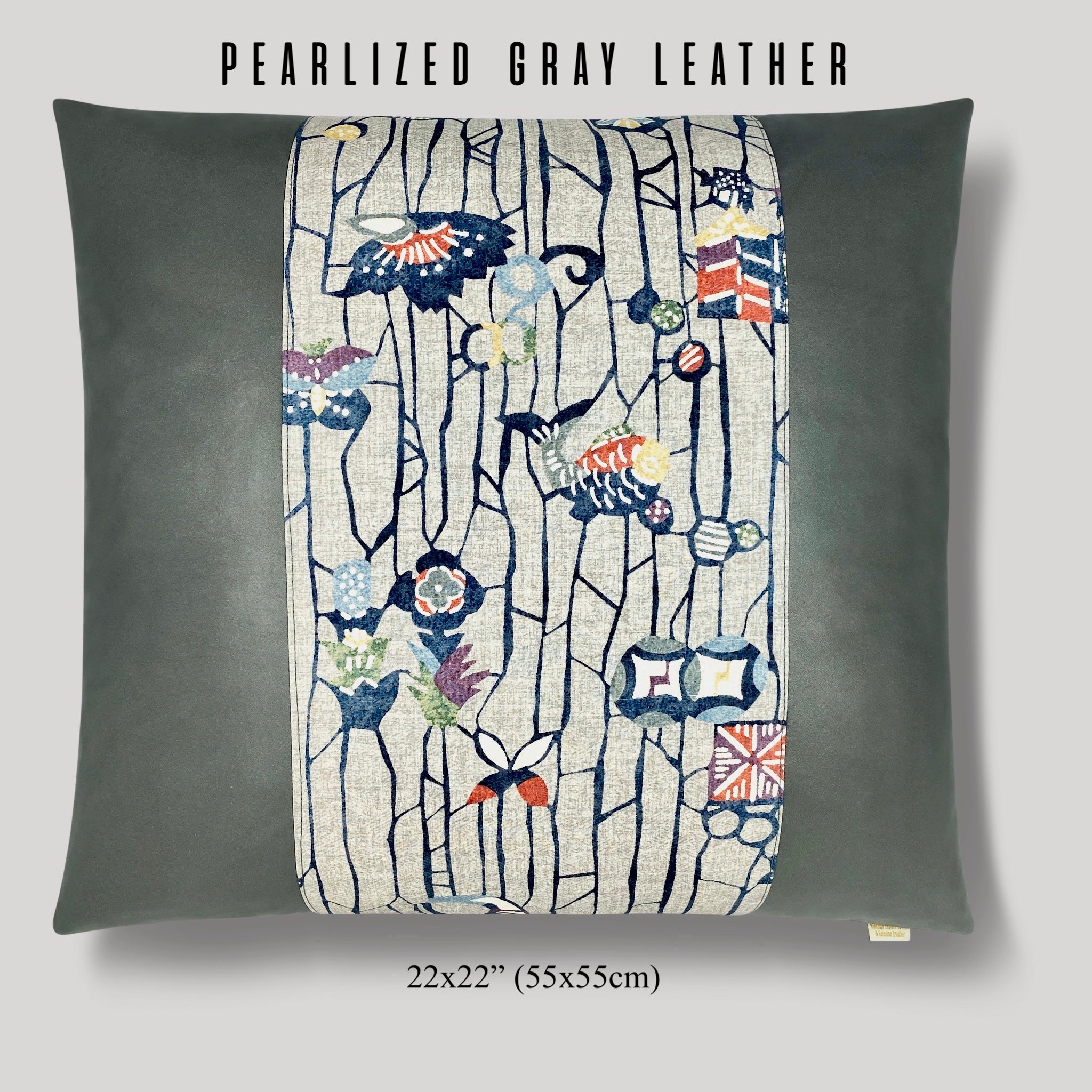 Fish, Sakura, & Butterfly Square Throw Pillow - Choice of Leather Colors