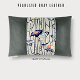 Fish, Sakura, & Butterfly Lumbar Throw Pillow - Choice of Leather Colors