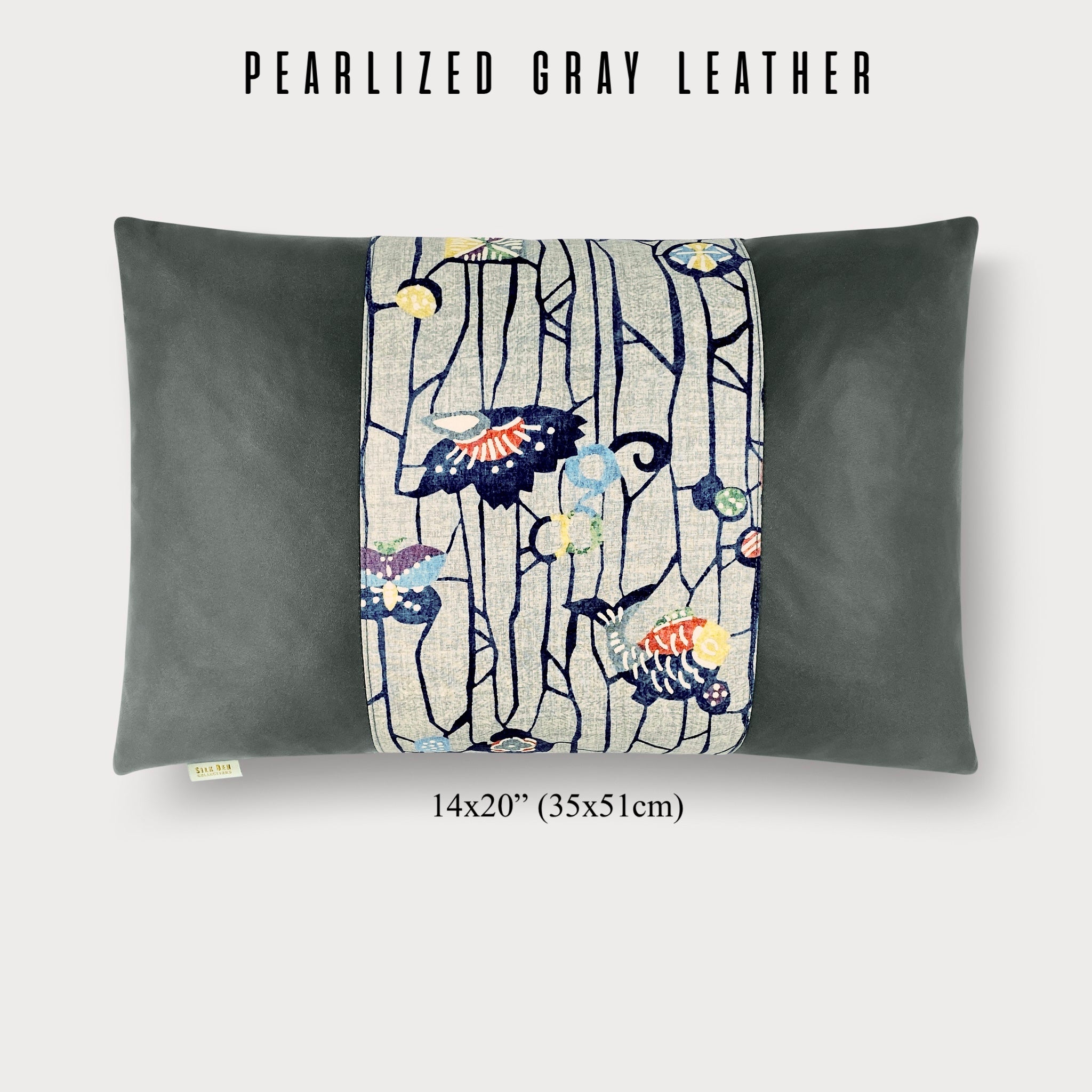 Fish, Sakura, & Butterfly Lumbar Throw Pillow - Choice of Leather Colors