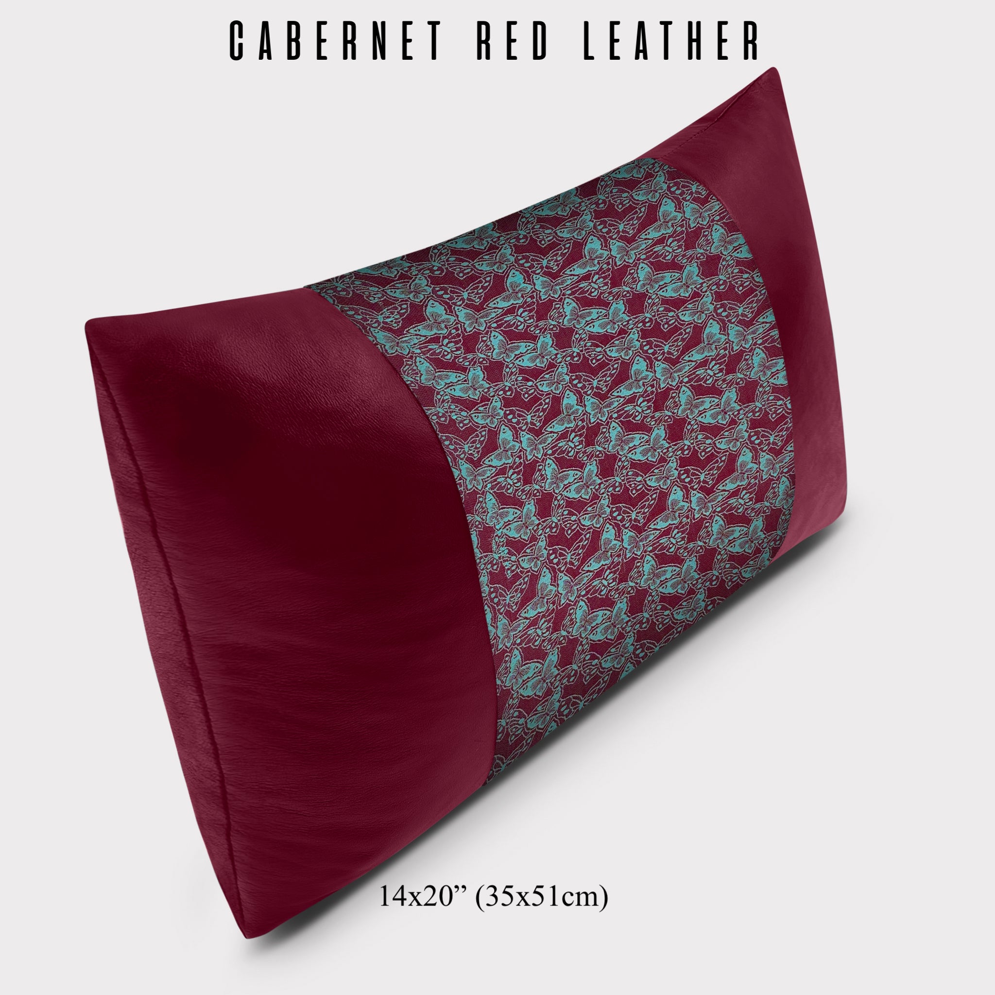 Butterflies Lumbar Throw Pillow - Choice of Leather Colors