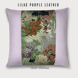 Phoenix, Pine, Ume and Chrysanthemum Square Throw Pillow - Choice of Leather Colors