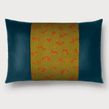 Mod Vintage Geometric Silk and Leather Lumbar Throw Pillow