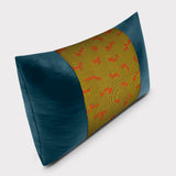 Mod Vintage Geometric Silk and Leather Lumbar Throw Pillow