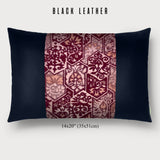 Arabesque Tsumugi Lumbar Throw Pillow - Choice of Leather Colors