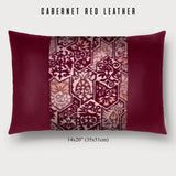 Arabesque Tsumugi Lumbar Throw Pillow - Choice of Leather Colors