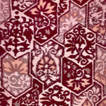 pink and burgundy tsumugi silk in arabesque pattern